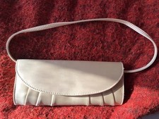 BHS Bhs GOLD LADIES’ SYNTHETIC MATERIAL CLUTCH BAG APPROX 9” X 4” USED BUT GOOD