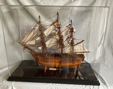 HMS Bounty, 1787. Wooden model, on stand with Perspex case. Excellent.