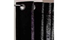 Argos Home Crushed Velvet Fully Lined Eyelet Curtains -Black- 229 x 183Cm