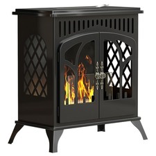 HOMCOM 22" Bio Ethanol Fireplace Stove, Ethanol Fire Burner with Door