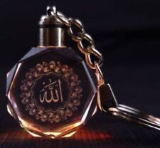 KALMA SHAHADA  ALLAH ISLAMIC KEYRINGS 3D CRYSTAL LIGHT CHANGING KEY AYATUL KURSI