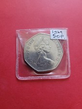 1969 Old Large Britannia 50p Fifty pence Coin Elizabeth II