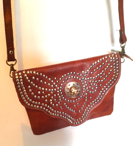 Moroccan tan leather cross - moroccan,