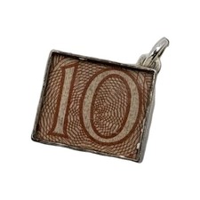 Vintage Sterling Silver 10 Shillings Note Charm  - Break Glass In Emergency 