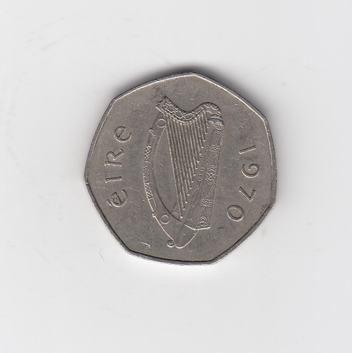 1970 irish fifty pence - irish,