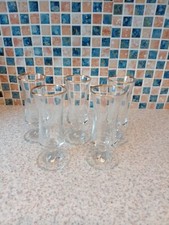 5 X SHERRY/PORT SCHOONER SIZE GLASSES GOLD RIMS