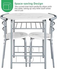 Compact Small White Dining Table Set 2 Chair Cafe Home Kitchen Restaurant