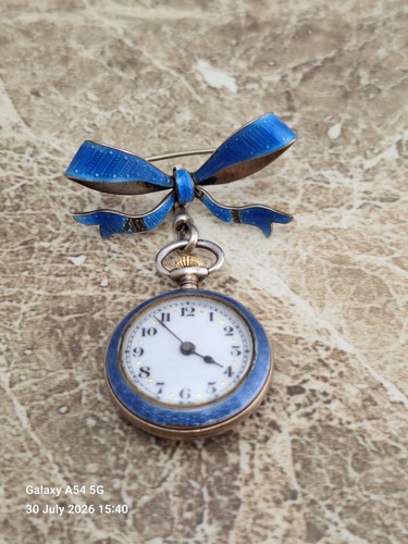 Silver enamel lepine fob - silver, &