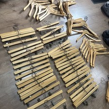 Massive JobLot of 143pc High Quality Wood Adult Clothing Hangers + Trousers 