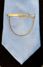 Vintage Tie Bar Clip with Chain Stratton English Gold Tone Boxed 1960s Retro