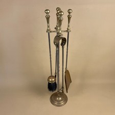 Vintage Brass Fireplace Companion Set 4 Tools and Stand Antique Style Fireside