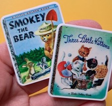 Vintage Inspired Dolls House Lundby Size Pictures Bear & Kittens Miniature 1:16