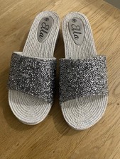 SILVER SPARKLE OPEN TOE SLIP ON SANDALS