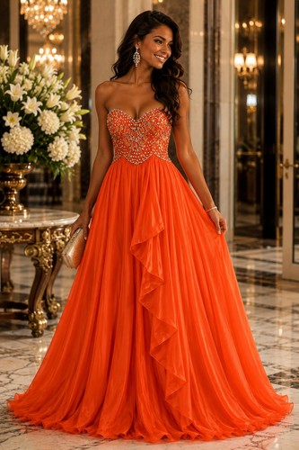 Jovani size orange beaded - size,