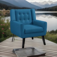 Navy Blue Armchair With solid wood Legs