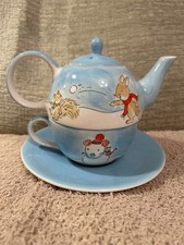 Whittard Of Chelsea Tea For One Teapot And Cup Set Jane Massey Mouse Snowman vgc