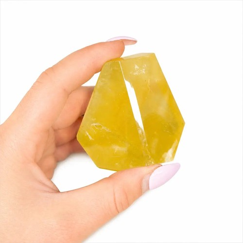 Large lemon quartz crystal - quartz, cut