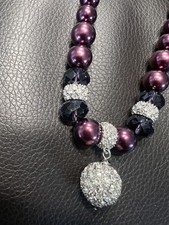 Purple Glass Bead  Necklace -  - Costume Jewellery - Xmas Bling