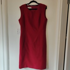 Hobbs Of London Wool Blend Pencil Dress Red uk14 sleeveless formal business wear