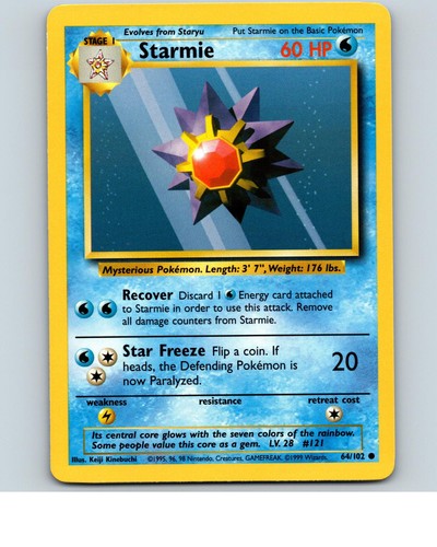 Starmie 102 common base set - starmie,