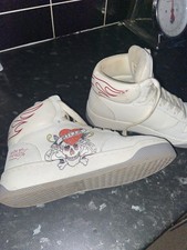 Ed Hardy Hi Top Love Kills Slowly Boots 12 Inch UK 5 EU 38 Good Condition Rare