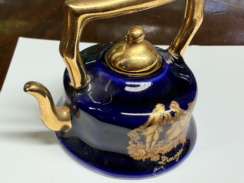 Limoges teapot cobalt blue - teapot,