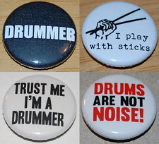 DRUMMER Button Badge 25mm / 1 inch DRUMS - DRUMSTICK - BAND - MUSIC