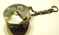 STERLING SILVER  VICTORIAN CHATELAINE TAPE MEASURE HOLDER 1889 LAWRENCE EMMANUEL