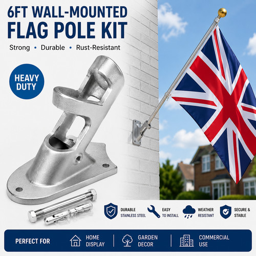 6ft wall mounted flag - pole, kit