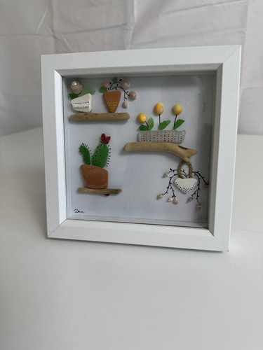 Framed sea glass - &, driftwood