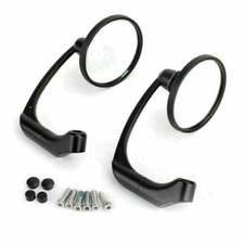 Moto L-Bar Round Rear View Mirrors Cafe Racer Pair 8mm 10mm Universal BK T9
