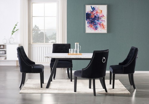 Black velvet dining chairs - black,