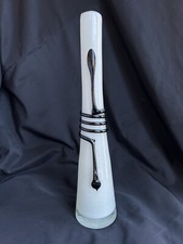 Vintage Unique Design White Milk Glass Contrasting Black Snake Shape Spiral Vase