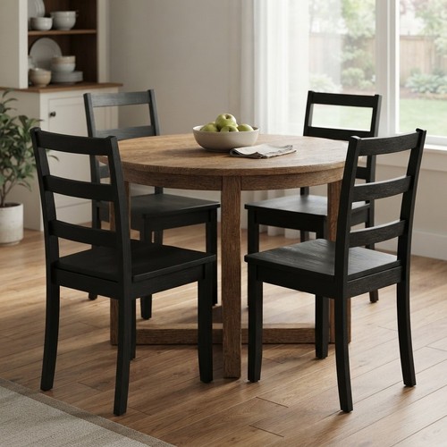 Homfa set black wooden - homfa, 4