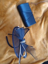 New Navy Satin Bag And New Navy & Cream Fascinator