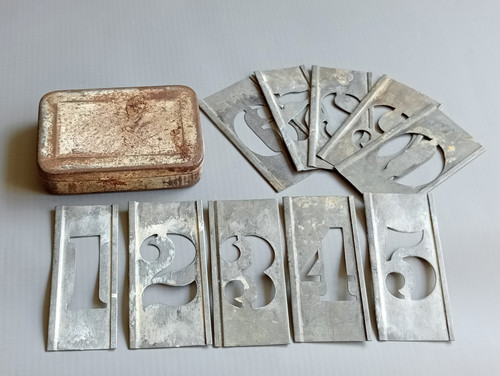 Vintage metal number stencils - number,