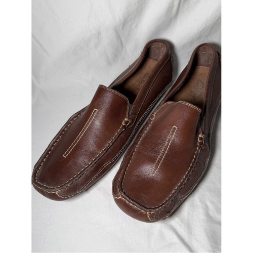 Clarks brown leather - leather, slip-on