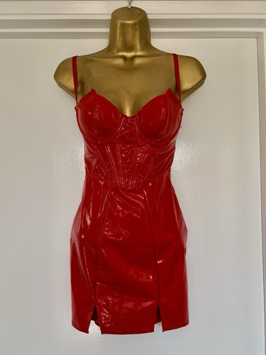 Pvc erotic red women dress - pvc,
