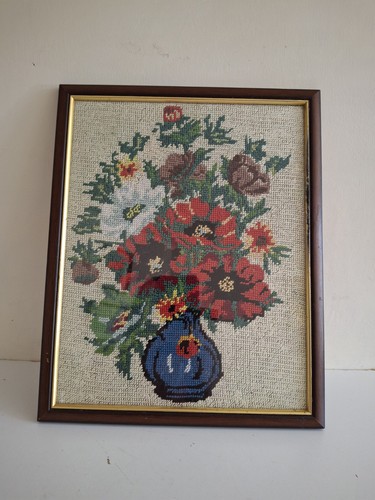 Framed cross stitch - framed,
