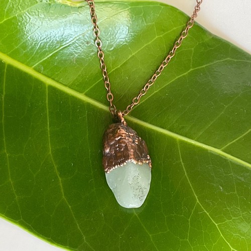 Copper necklace chrysoprase - copper,