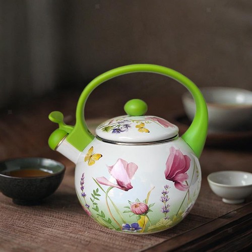 Enamel tea kettle whistling - enamel,