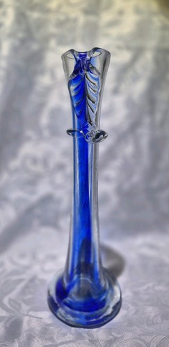 Mcm blue cased glass bud - cased,