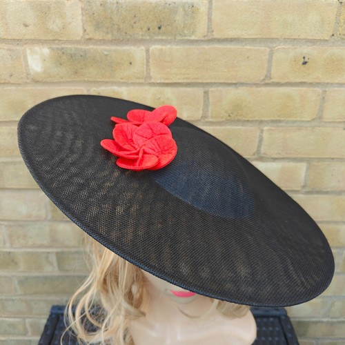 Black red flower wide - black, brim