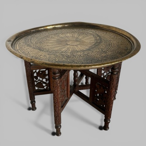 Carved indian folding table - carved,