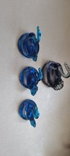 4 Blue Glass Swan