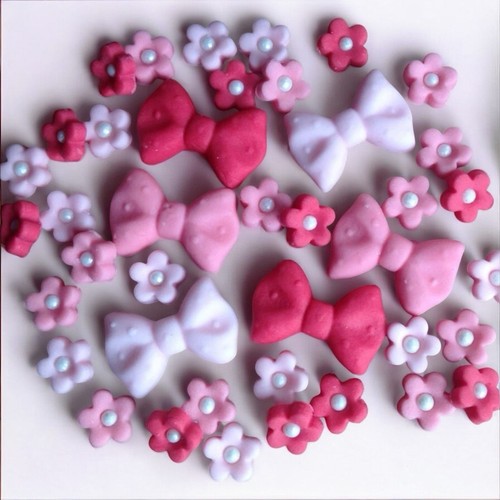 Pink bows flowers edible - flowers,