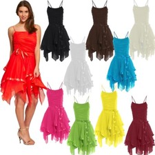 Women Sleeveless Bridesmaid Prom Midi Dress Sexy Tie Up Layered Cocktail Dresses