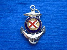 WWII, M.V. DUNERA CHROME AND ENAMEL PIN BADGE, TROOPSHIP