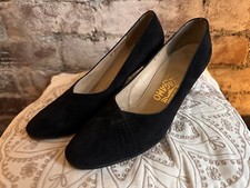 Salvatore Ferragamo Vintage Black Suede Shoes Size 5.5 U.K. 38.5 EU. 8 B U.S.