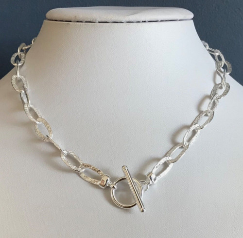 Hammered necklace sterling - hammered,